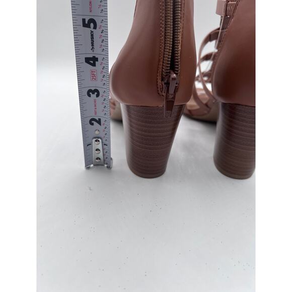STYLE&CO 'BEAHH' STRAPPY DRESS SHOOTIES COGNAC BROWN SMOOTH WOMENS 9.5M NEW - Picture 5 of 11